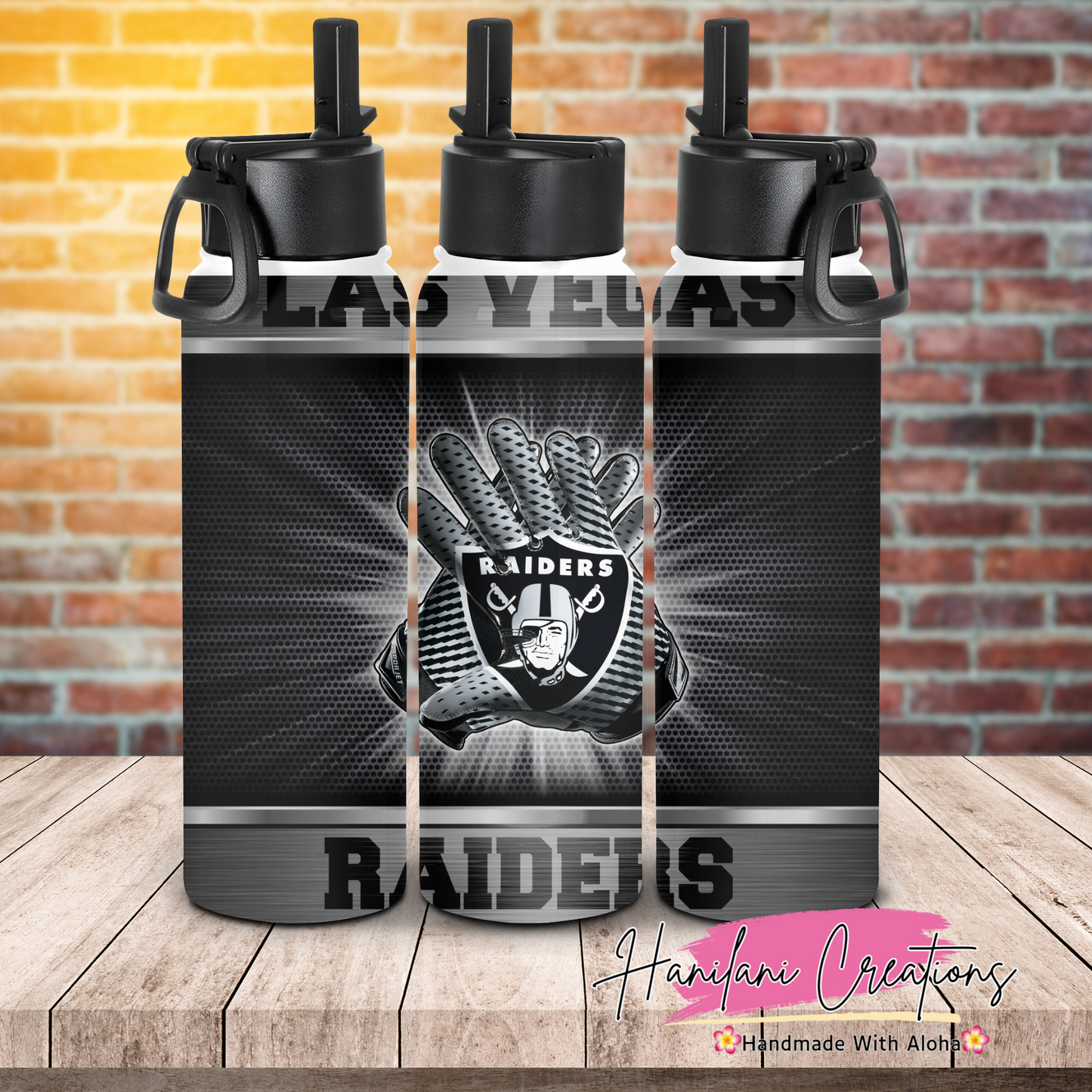 Raiders Logo Gloves Water Bottle
